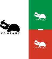 fort logo avec rhinocéros silhouette vecteur