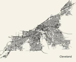 vecteur ville route carte de Cleveland Ohio Etats-Unis