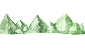 main tiré vert aquarelle Montagne frontière. vecteur