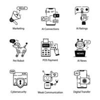 pack de intelligent La technologie linéaire Icônes vecteur