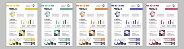 vacarme a3 affaires marque Manuel modèles ensemble. entreprise identité brochure page avec infographie financier données. commercialisation recherche, et commercial offre. vecteur disposition conception pour affiche, couverture, brochure