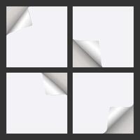 ensemble de vide carré Vide feuille de blanc papier avec recourbé coin et ombre, page boucle tournant effet. vecteur illustration sur isolé Contexte