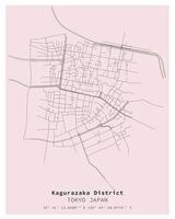 kagurazaka district tokyo ,Japon rue carte ,vecteur image vecteur