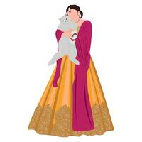 vecteur mignonne Indien couple dessin animé dans traditionnel robe posant pour mariage invitation carte conception