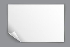 blanc papier feuille avec pliant bas la gauche coin isolé sur gris Contexte. vecteur illustration