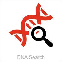 ADN chercher et ADN icône concept vecteur