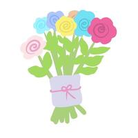 bouquet de coloré des roses sur blanc Contexte vecteur illustration