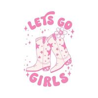 laisse aller fille cow-girl bottes disco sensationnel rose sublimation chemise conception vecteur