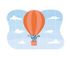 emploi recrutement processus, heure gestionnaires en volant sur air ballon, emploi recrutement processus concept. plat vecteur moderne illustration