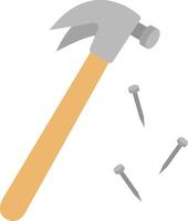 marteau et ongles isolé dans blanc Contexte. outils pour charpenterie prestations de service vecteur