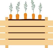 dessin animé carottes croissance dans en bois boîte isolé dans blanc Contexte vecteur