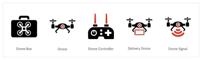 drone boîte, drone et drone manette vecteur