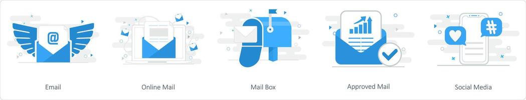 une ensemble de 5 mélanger Icônes comme e-mail, en ligne poster, courrier boîte, approuvé courrier vecteur