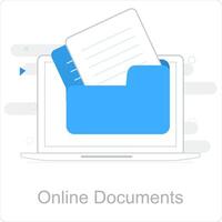 en ligne les documents et des dossiers icône concept vecteur