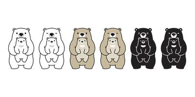 ours vecteur polaire ours icône bébé nounours logo symbole personnage dessin animé illustration griffonnage conception