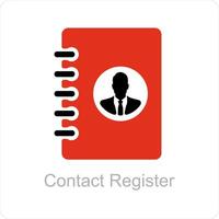 contact S'inscrire et forme icône concept vecteur