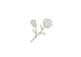 logo protea fleur, féminisme, minimaliste, moderne, logo doubler, modifiable Couleur vecteur