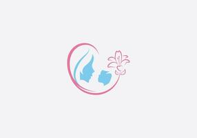 logo maman et bébé se soucier avec lis fleur. modifiable Couleur vecteur