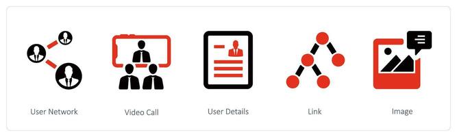utilisateur réseau, vidéo appel et utilisateur détails vecteur