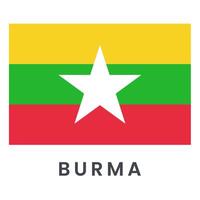 Birmanie drapeau isolé sur blanc Contexte. vecteur