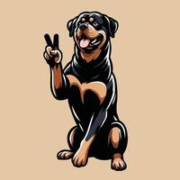 ai généré rottweiler paix geste illustration pro vecteur