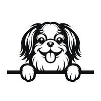 ai généré noir et blanc Japonais menton chien furtivement visage illustration vecteur