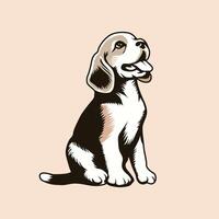ai généré beagle séance à la recherche en haut illustration vecteur