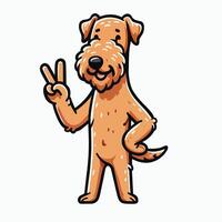 ai généré airedale terrier chien paix geste illustration vecteur