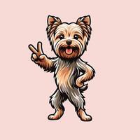 ai généré sur de soi Yorkshire terrier paix geste illustration vecteur