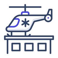 médical transport hélicoptère icône glyphe conception vecteur