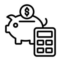 un contour conception, icône de porcin calcul vecteur