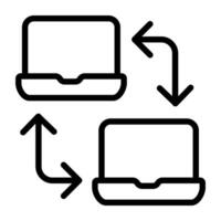 un icône conception de contraire direction flèches avec ordinateurs portables, Les données transfert vecteur