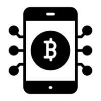 mobile bitcoin réseau icône dans solide conception vecteur