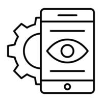 roue dentée avec téléphone intelligent, icône de mobile réglage vecteur