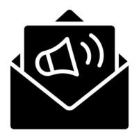 une glyphe conception icône de audiomail vecteur