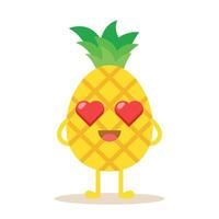 mignonne ananas personnages tomber dans l'amour. vecteur illustration de des fruits isolé sur blanc Contexte.