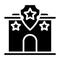étoile bouclier avec bâtiment montrant police station icône vecteur