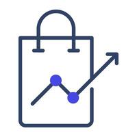 un contour conception, icône de achats analytique vecteur