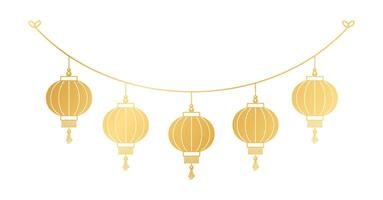 or chinois lanterne pendaison guirlande silhouette, lunaire Nouveau année et milieu de l'automne Festival décoration graphique vecteur