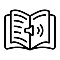 livre avec le volume conférencier, livre audio icône vecteur