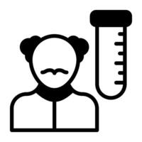 avatar avec tester tube, icône de scientifique vecteur