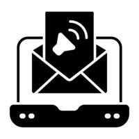 une glyphe conception, icône de l'audio courrier vecteur