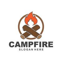 modèle de vecteur de conception de logo de feu de camp