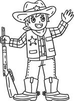 cow-boy shérif isolé coloration page pour des gamins vecteur