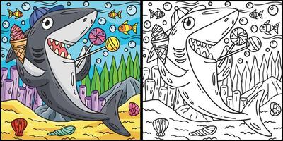 requin avec le traiter coloration page illustration vecteur