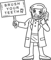 dentaire se soucier brosse votre les dents isolé coloration vecteur
