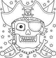 pirate crâne avec chapeau coloration page pour des gamins vecteur