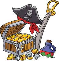 pirate trésor, chapeau et coutelas dessin animé clipart vecteur