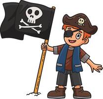 pirate et crâne drapeau dessin animé coloré clipart vecteur