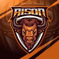 bison tête esport mascotte logo conception vecteur